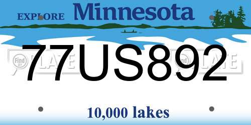 77US892 Minnesota License Plate