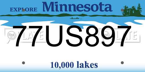 77US897 Minnesota License Plate