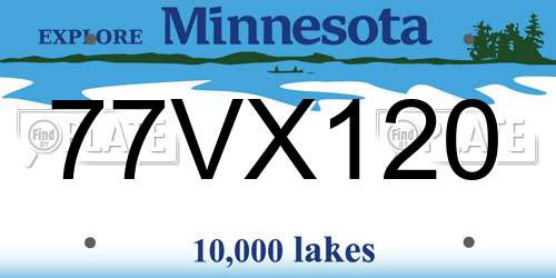 77VX120 Minnesota License Plate
