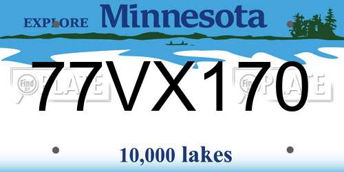 77VX170 Minnesota License Plate