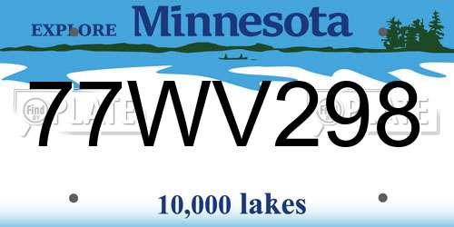 77WV298 Minnesota License Plate