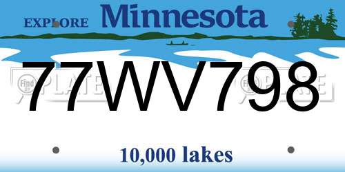 77WV798 Minnesota License Plate