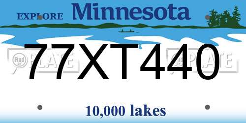 77XT440 Minnesota License Plate