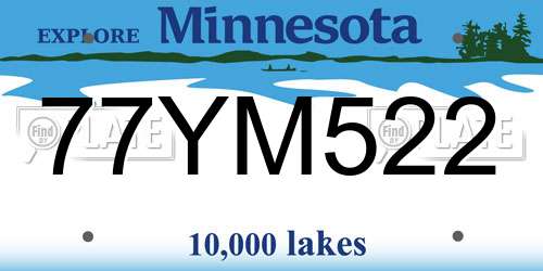 77YM522 Minnesota License Plate