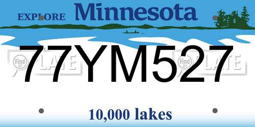 77YM527 Minnesota License Plate