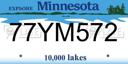 77YM572 Minnesota License Plate