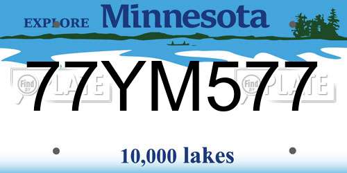 77YM577 Minnesota License Plate