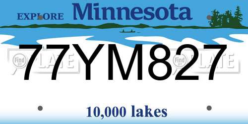 77YM827 Minnesota License Plate