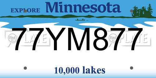 77YM877 Minnesota License Plate