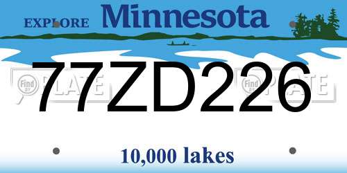 77ZD226 Minnesota License Plate