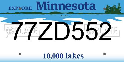 77ZD552 Minnesota License Plate