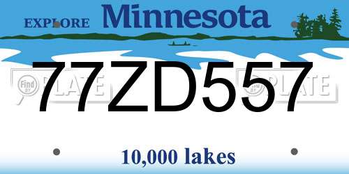 77ZD557 Minnesota License Plate