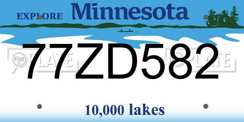 77ZD582 Minnesota License Plate