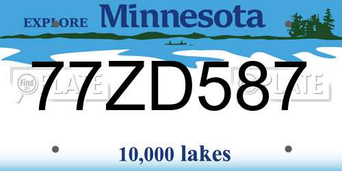 77ZD587 Minnesota License Plate