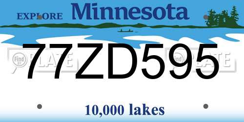 77ZD595 Minnesota License Plate