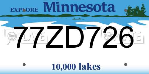 77ZD726 Minnesota License Plate