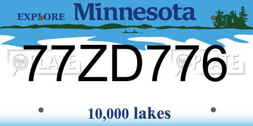 77ZD776 Minnesota License Plate