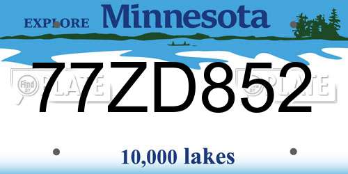 77ZD852 Minnesota License Plate