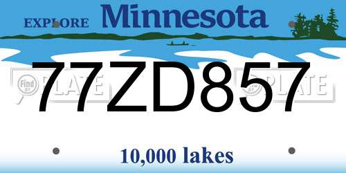 77ZD857 Minnesota License Plate