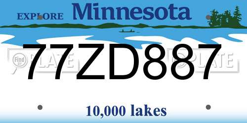 77ZD887 Minnesota License Plate