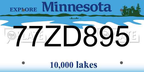 77ZD895 Minnesota License Plate