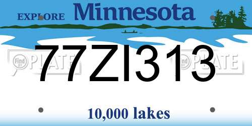 77ZI313 Minnesota License Plate