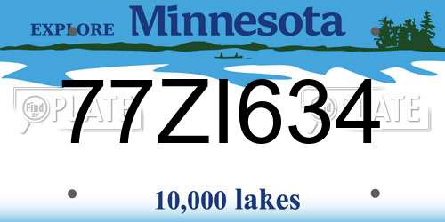 77ZI634 Minnesota License Plate