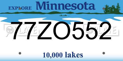 77ZO552 Minnesota License Plate