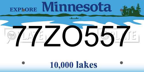 77ZO557 Minnesota License Plate
