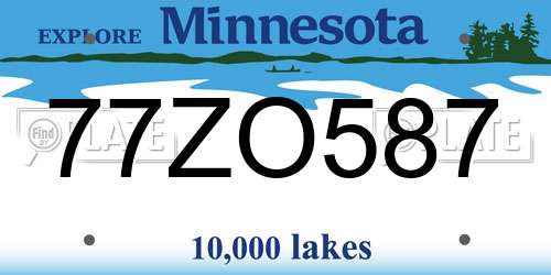 77ZO587 Minnesota License Plate