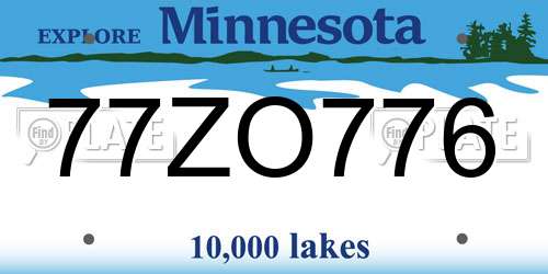 77ZO776 Minnesota License Plate