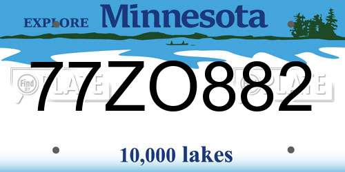 77ZO882 Minnesota License Plate