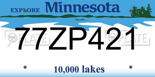 77ZP421 Minnesota License Plate