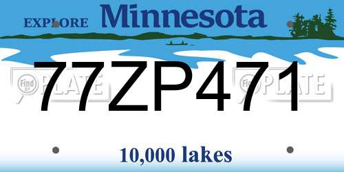 77ZP471 Minnesota License Plate