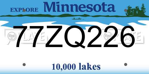 77ZQ226 Minnesota License Plate