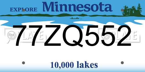 77ZQ552 Minnesota License Plate