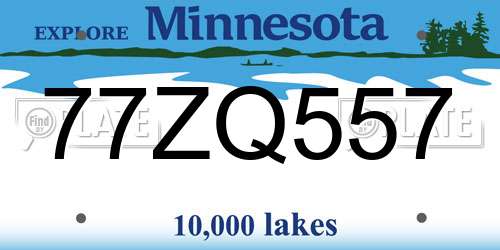 77ZQ557 Minnesota License Plate