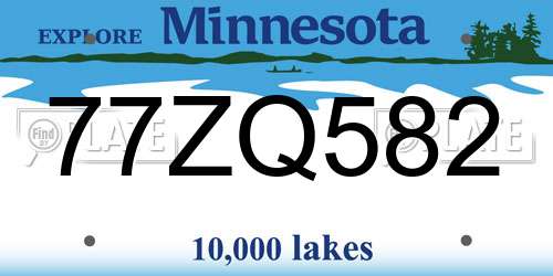 77ZQ582 Minnesota License Plate