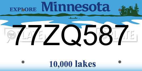 77ZQ587 Minnesota License Plate