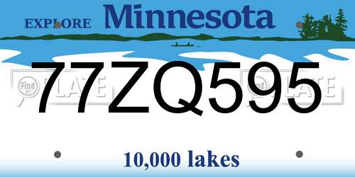 77ZQ595 Minnesota License Plate