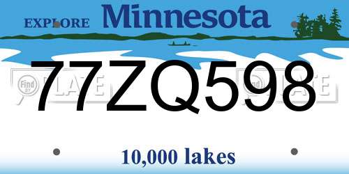 77ZQ598 Minnesota License Plate