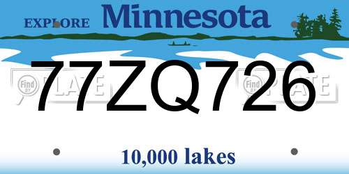 77ZQ726 Minnesota License Plate