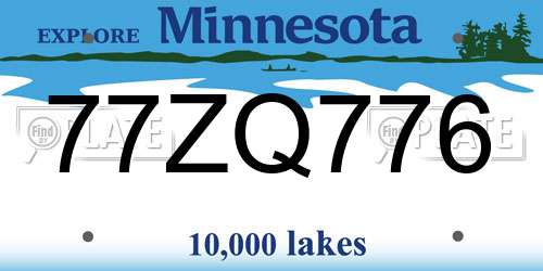 77ZQ776 Minnesota License Plate
