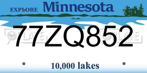 77ZQ852 Minnesota License Plate