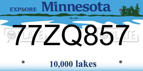 77ZQ857 Minnesota License Plate