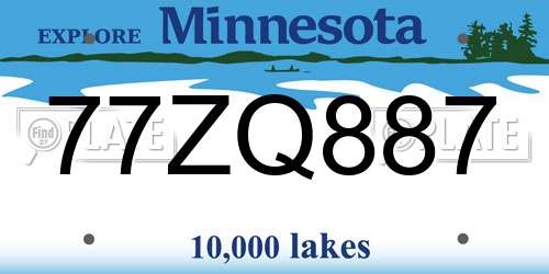 77ZQ887 Minnesota License Plate