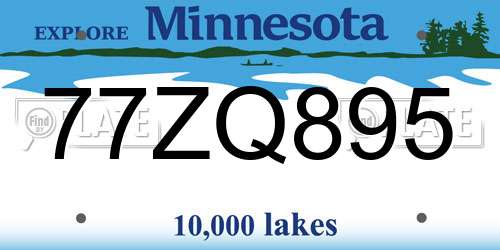 77ZQ895 Minnesota License Plate