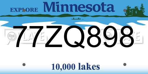 77ZQ898 Minnesota License Plate