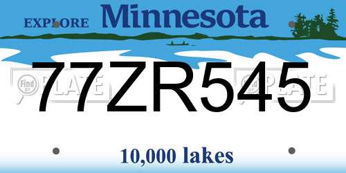 77ZR545 Minnesota License Plate