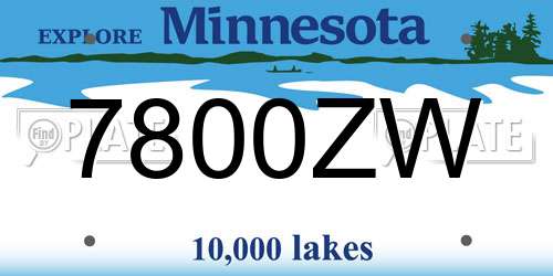 7800ZW Minnesota License Plate